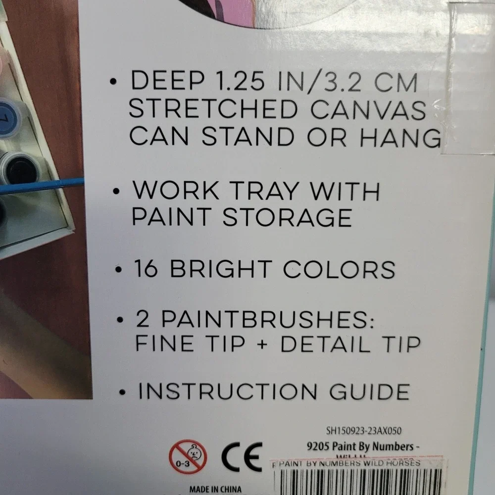 iHeartArt Paint By Numbers Wild Horses 8x10 Canvas Kit‎ 9205 Bright Stripes New